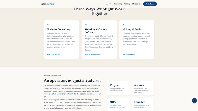 A finished custom website scrolling
